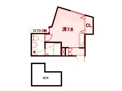 ルルーディ元住吉(ワンルーム/1階)の間取り写真