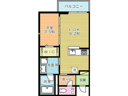 YOURMAISON萩崎町(1LDK/2階)の間取り写真