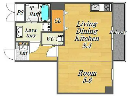 プライムコート西九条(1LDK/3階)の間取り写真