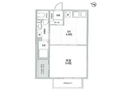 メゾンドサンク(1DK/2階)の間取り写真