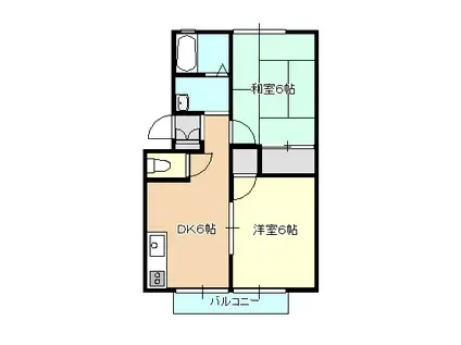 サンハイツKUME A(2DK/2階)の間取り写真