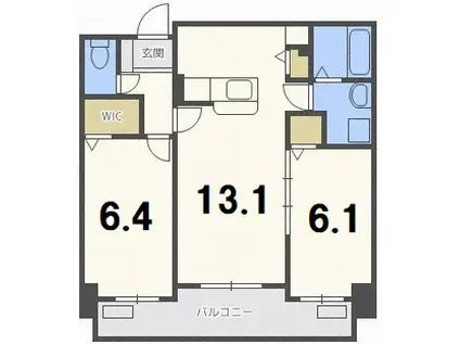 ミカーレ・トーゲン(2LDK/2階)の間取り写真