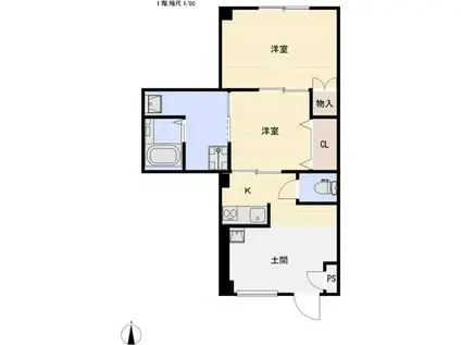 SUNFIT(2LDK/1階)の間取り写真