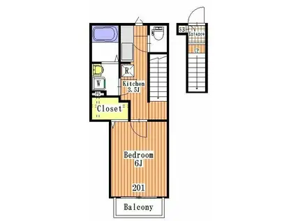 RUELLE(1K/2階)の間取り写真