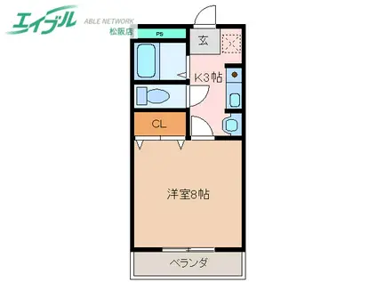 イーグルプレイス(1K/2階)の間取り写真