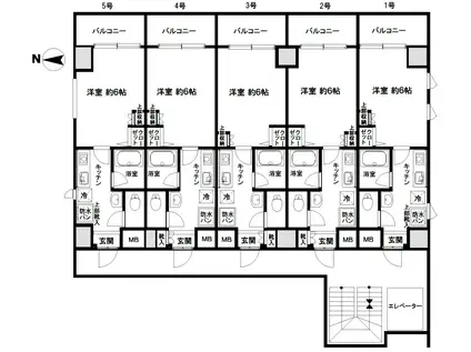 ローテンブルク(1K/5階)の間取り写真