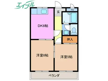 ツインクル・メゾン I(2DK/1階)の間取り写真