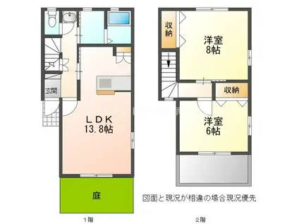 テラスハウス宮下 A(2LDK/1階)の間取り写真