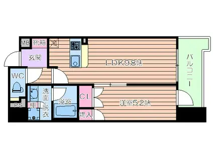 セイワパレス大手前西(1LDK/6階)の間取り写真