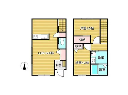 フェリキタス駒込(2LDK/1階)の間取り写真