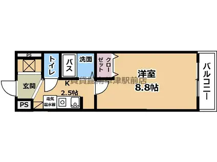 ニューサンライズ(1K/4階)の間取り写真