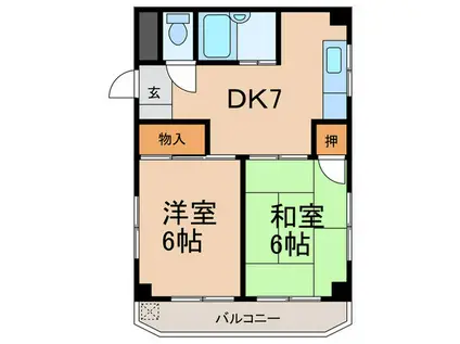 ハイム灘北(2DK/1階)の間取り写真