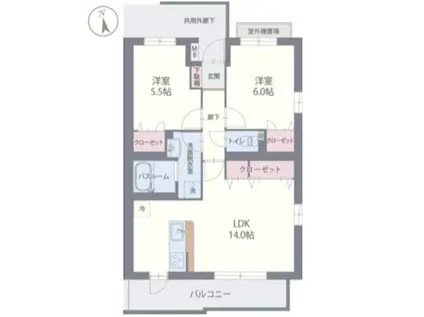 グリーンヒルズ ウエスト II(2LDK/4階)の間取り写真