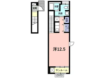 カーサ・コローナ(ワンルーム/2階)の間取り写真