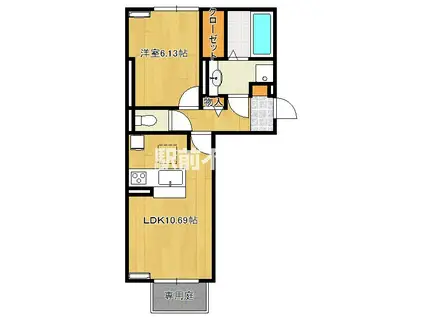 フォレストヴィラ小郡(1LDK/1階)の間取り写真