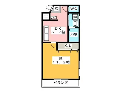 メゾン・ド・篠田(1DK/3階)の間取り写真