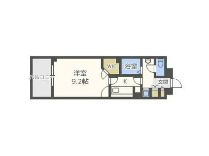 CITY SPIRE桜川II(1K/8階)の間取り写真