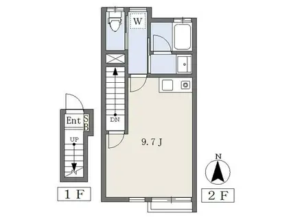 コンフォルト森宿N棟(ワンルーム/2階)の間取り写真