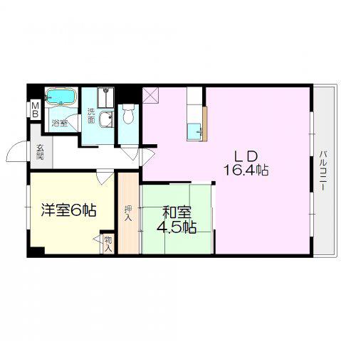 ラフィーネ武庫之荘(2LDK/3階)の間取り写真