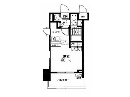 レジディア大森東(ワンルーム/4階)の間取り写真