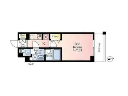 リージア新百合ヶ丘サウスコート(1K/4階)の間取り写真