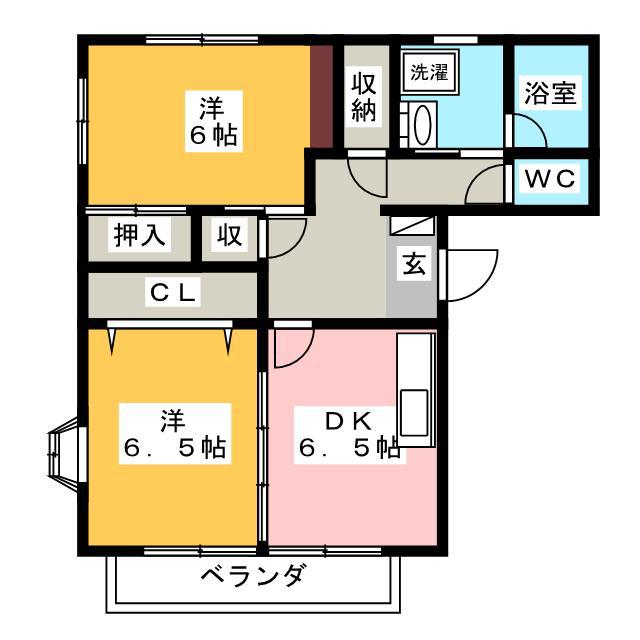 ラフィネ(2DK/2階)の間取り写真