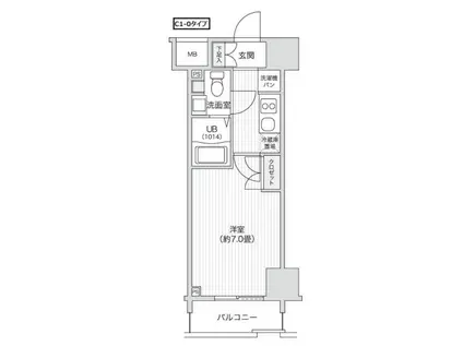 レジディア笹塚II(1K/15階)の間取り写真