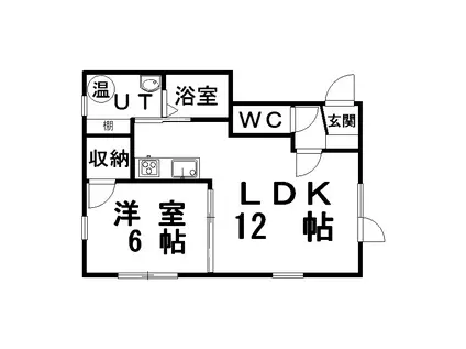 ビラ文苑5号館(1LDK/2階)の間取り写真