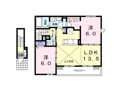ル・シアン(2LDK/2階)の間取り写真
