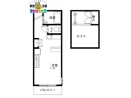 長崎電軌本線 原爆資料館駅 徒歩5分 2階建 築37年(ワンルーム/1階)の間取り写真