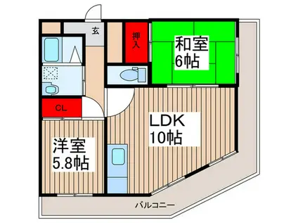 コンフォール相之川(2LDK/4階)の間取り写真