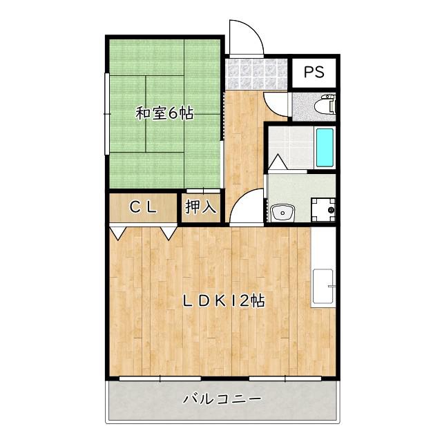 アルモカーサ新金岡(1LDK/2階)の間取り写真