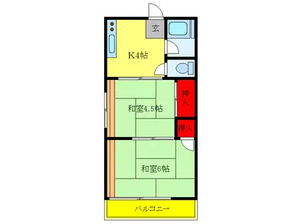 カトレア荘(2K/2階)の間取り写真