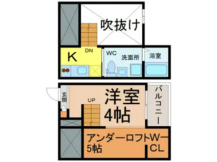 シェルト氷室(1K/2階)の間取り写真
