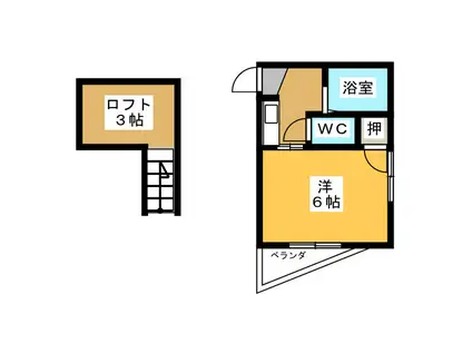 プラザ・エンジェル(1K/2階)の間取り写真