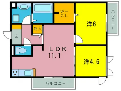 レオガーデン(2LDK/2階)の間取り写真