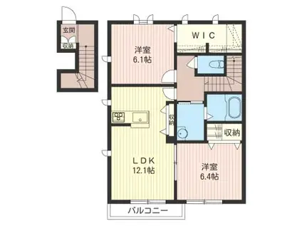 ヴィラ パルミエ I(2LDK/2階)の間取り写真