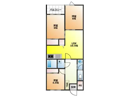 アゼリアコート(3LDK/2階)の間取り写真