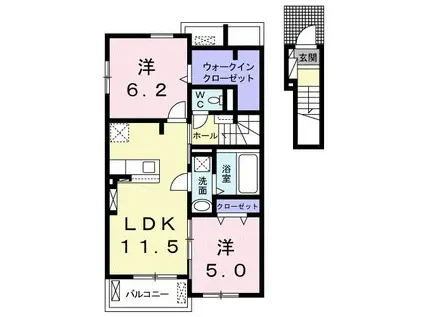 メイプルパティオ(2LDK/2階)の間取り写真