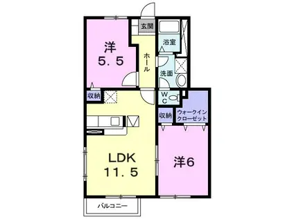 サンフォレストI(2LDK/1階)の間取り写真
