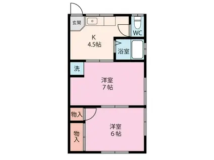 コーポカシオペアII(2K/1階)の間取り写真