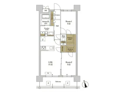 RJRプレシア川口(2LDK/6階)の間取り写真