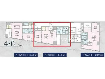 FJナインフロアビル(1LDK/6階)の間取り写真