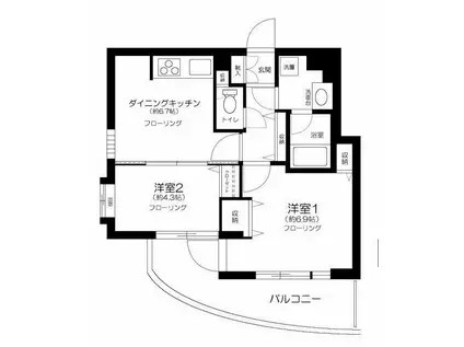 ライオンズシティ荻窪(2DK/4階)の間取り写真