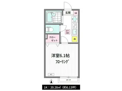 フィオレンテ桜台(1K/1階)の間取り写真