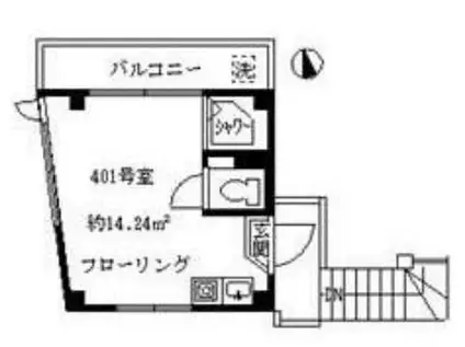 プレシャスノヴァ(ワンルーム/4階)の間取り写真