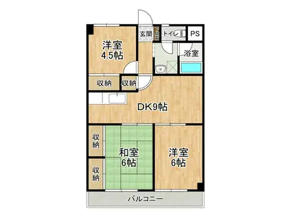 ヴィラエスポワール赤塚(3DK/4階)の間取り写真