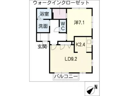 ドミール南陽 D棟(1LDK/1階)の間取り写真