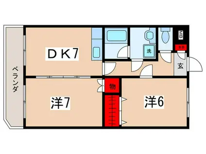 エクレール・クレスト(2DK/1階)の間取り写真