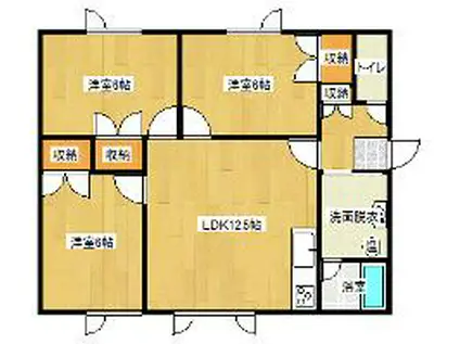 豊栄ハイツ(3LDK/2階)の間取り写真